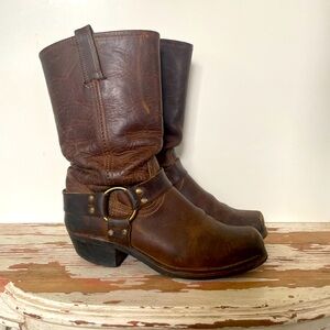 Frye Brown Leather Harness Mid-Calf Boots (Size 8)